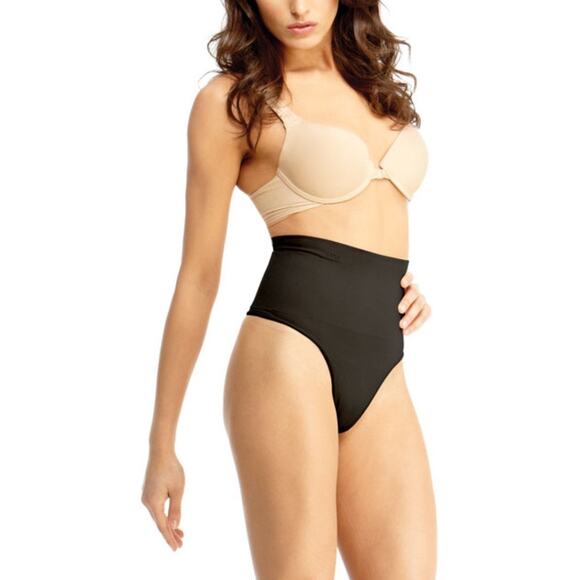NIP SlimMe by MeMoi Black Sexy High-waisted Shaping Thong. Size S. - Picture 1 of 7